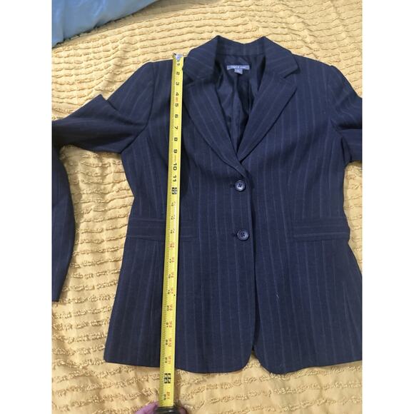 Women’s Navy Blue Striped Blazer Dress Suit Jacket Apt9 Stretch Size 6 - Picture 5 of 13